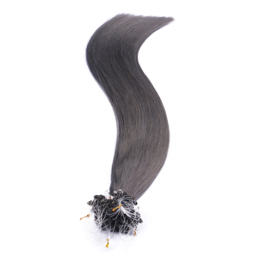 25 x Micro Ring / Loop - Darkgrey - Hair Extensions 100% Echthaar - NOVON EXTENTIONS 50 cm - 1 g