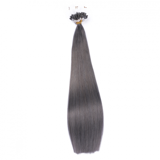 25 x Micro Ring / Loop - Darkgrey - Hair Extensions 100% Echthaar - NOVON EXTENTIONS 50 cm - 0,5 g