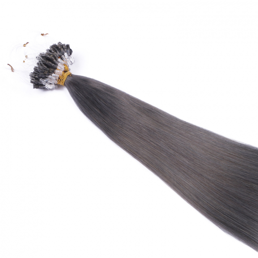 25 x Micro Ring / Loop - Darkgrey - Hair Extensions 100% Echthaar - NOVON EXTENTIONS 50 cm - 0,5 g