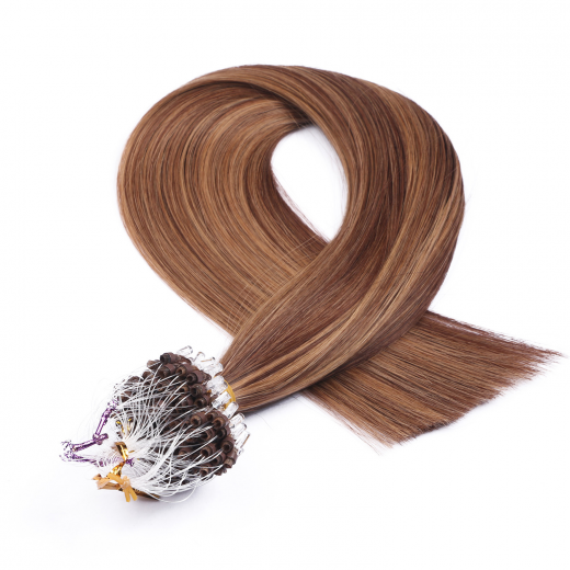 25 x Micro Ring / Loop - 6/12 Gestr�hnt - Hair Extensions 100% Echthaar - NOVON EXTENTIONS 50 cm - 1 g