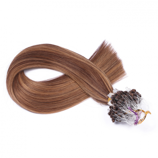 25 x Micro Ring / Loop - 6/12 Gestrhnt - Hair Extensions 100% Echthaar - NOVON EXTENTIONS 50 cm - 0,5 g