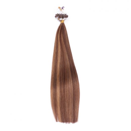 25 x Micro Ring / Loop - 6/12 Gestrhnt - Hair Extensions 100% Echthaar - NOVON EXTENTIONS 50 cm - 0,5 g