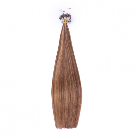 25 x Micro Ring / Loop - 6/27 Gestrhnt - Hair Extensions 100% Echthaar - NOVON EXTENTIONS 50 cm - 1 g