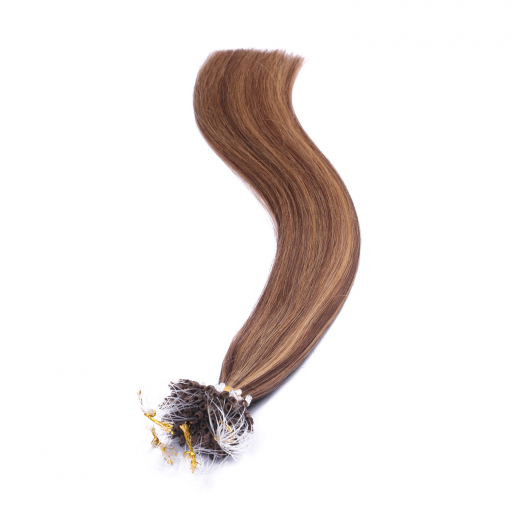 25 x Micro Ring / Loop - 6/27 Gestrhnt - Hair Extensions 100% Echthaar - NOVON EXTENTIONS 50 cm - 1 g