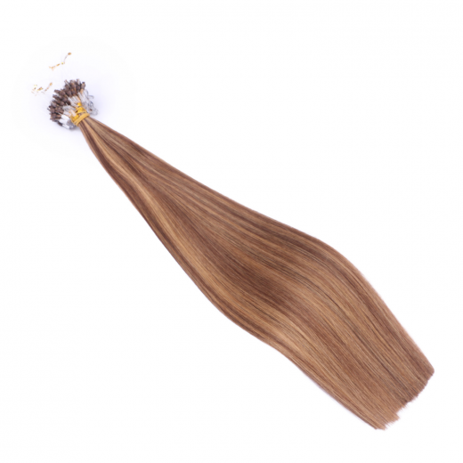 25 x Micro Ring / Loop - 6/27 Gestrhnt - Hair Extensions 100% Echthaar - NOVON EXTENTIONS 50 cm - 1 g