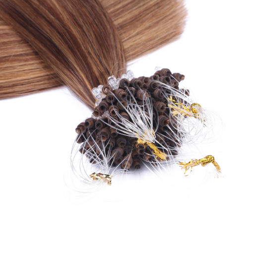 25 x Micro Ring / Loop - 6/27 Gestrhnt - Hair Extensions 100% Echthaar - NOVON EXTENTIONS 50 cm - 0,5 g