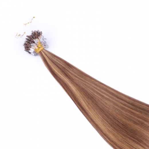 25 x Micro Ring / Loop - 6/27 Gestrhnt - Hair Extensions 100% Echthaar - NOVON EXTENTIONS 50 cm - 0,5 g