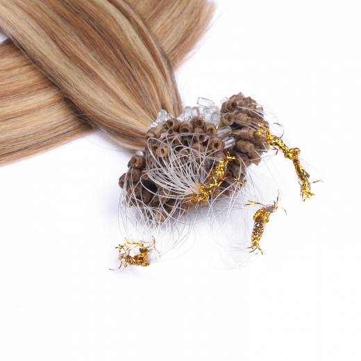 25 x Micro Ring / Loop - 18/24 Gestrhnt - Hair Extensions 100% Echthaar - NOVON EXTENTIONS 50 cm - 1 g