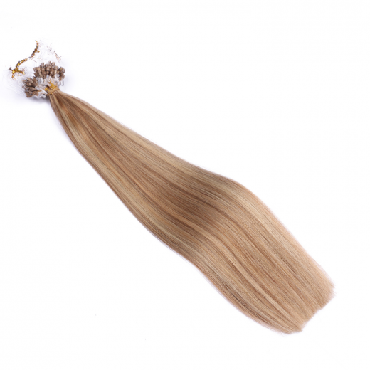 25 x Micro Ring / Loop - 18/24 Gestrhnt - Hair Extensions 100% Echthaar - NOVON EXTENTIONS 50 cm - 0,5 g