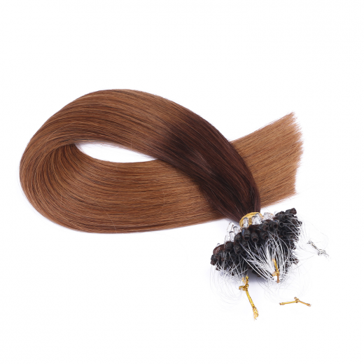 25 x Micro Ring / Loop - 2/8 Ombre - Hair Extensions 100% Echthaar - NOVON EXTENTIONS 50 cm - 0,5 g