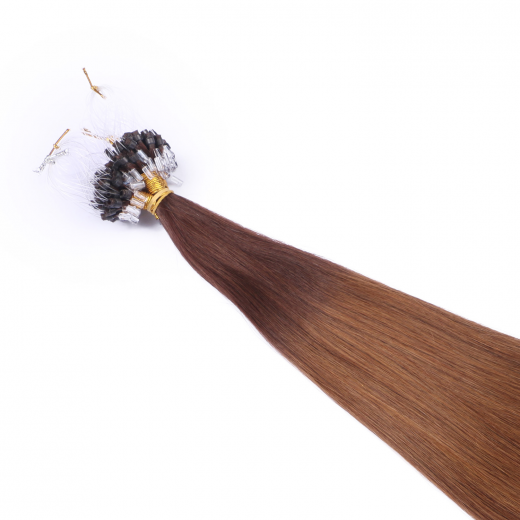 25 x Micro Ring / Loop - 2/8 Ombre - Hair Extensions 100% Echthaar - NOVON EXTENTIONS 50 cm - 0,5 g