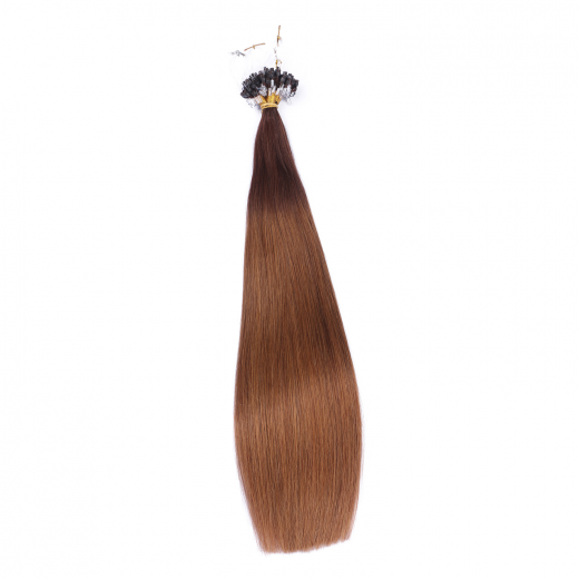 25 x Micro Ring / Loop - 2/8 Ombre - Hair Extensions 100% Echthaar - NOVON EXTENTIONS 50 cm - 0,5 g