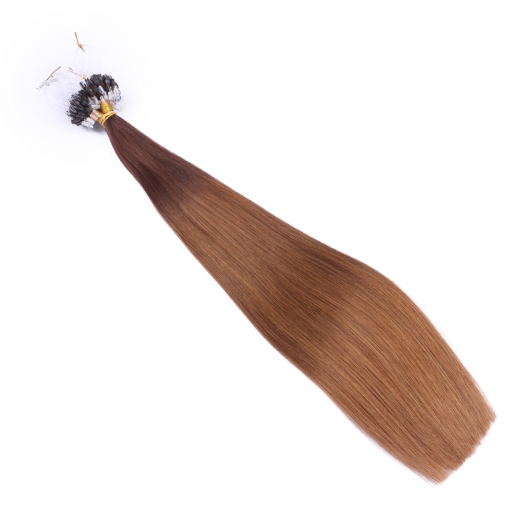 25 x Micro Ring / Loop - 2/8 Ombre - Hair Extensions 100% Echthaar - NOVON EXTENTIONS 50 cm - 0,5 g