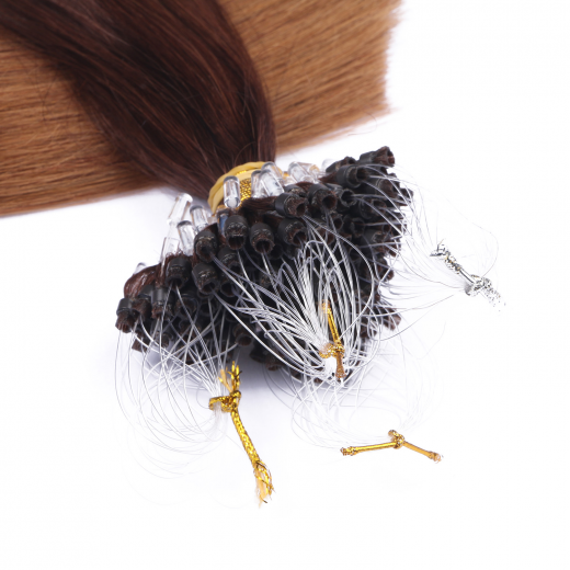 25 x Micro Ring / Loop - 2/8 Ombre - Hair Extensions 100% Echthaar - NOVON EXTENTIONS 60 cm - 0,5 g