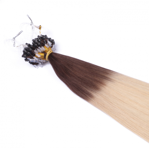 25 x Micro Ring / Loop - 2/60 Ombre - Hair Extensions 100% Echthaar - NOVON EXTENTIONS 60 cm - 1 g