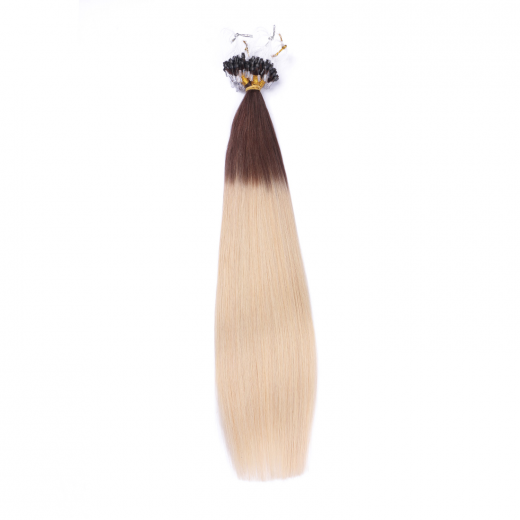 25 x Micro Ring / Loop - 2/60 Ombre - Hair Extensions 100% Echthaar - NOVON EXTENTIONS 60 cm - 1 g