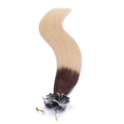 25 x Micro Ring / Loop - 2/60 Ombre - Hair Extensions 100% Echthaar - NOVON EXTENTIONS 60 cm - 0,5 g