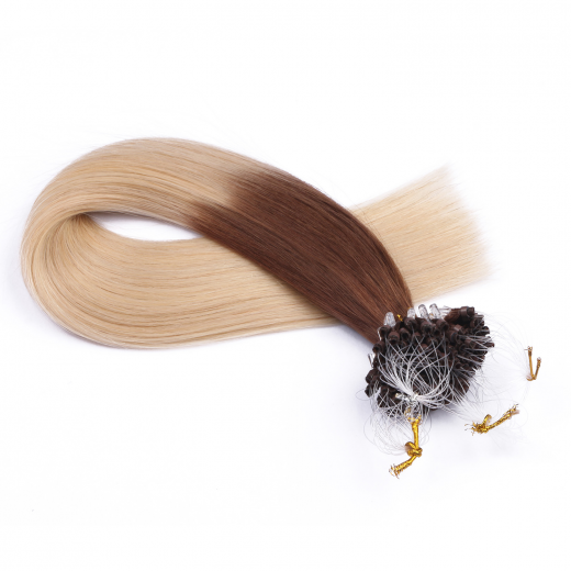 25 x Micro Ring / Loop - 4/60 Ombre - Hair Extensions 100% Echthaar - NOVON EXTENTIONS 50 cm - 0,5 g