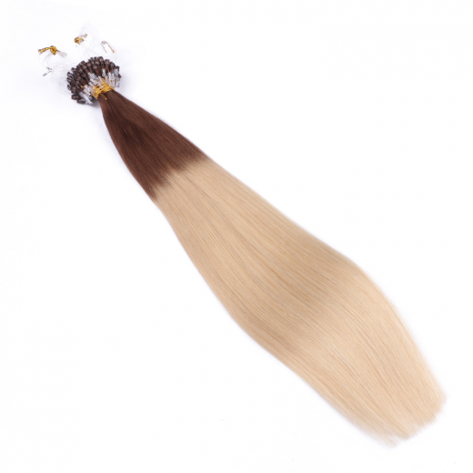 25 x Micro Ring / Loop - 4/60 Ombre - Hair Extensions 100% Echthaar - NOVON EXTENTIONS 50 cm - 0,5 g
