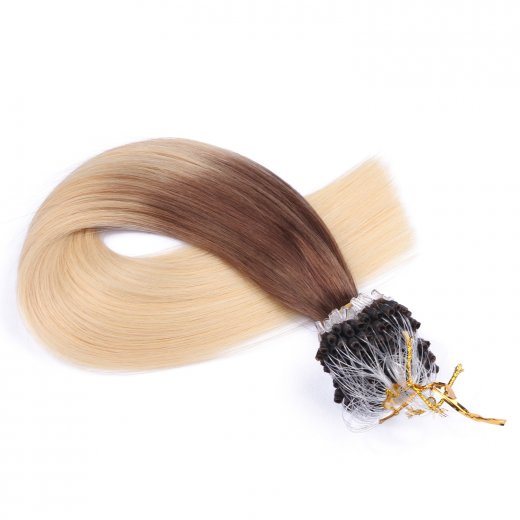 25 x Micro Ring / Loop - 17/20 Ombre - Hair Extensions 100% Echthaar - NOVON EXTENTIONS 50 cm - 0,5 g