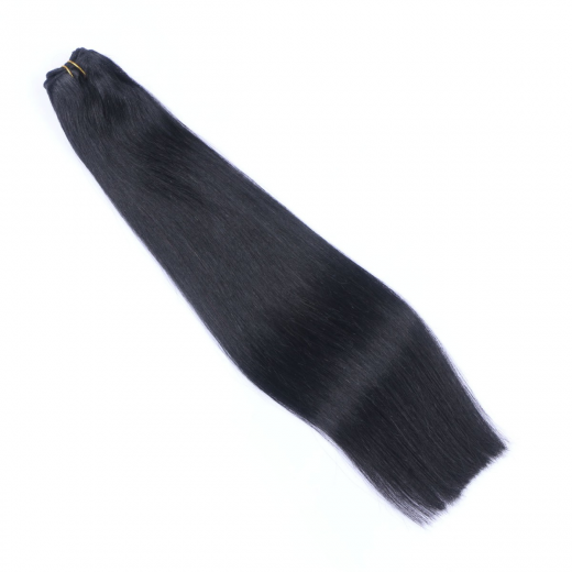 Echthaar Tressen - Weft Extentions - 1 Schwarz