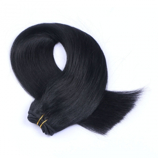 Echthaar Tressen - Weft Extentions - 1 Schwarz 60 cm