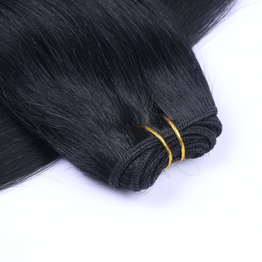 Echthaar Tressen - Weft Extentions - 1 Schwarz 60 cm