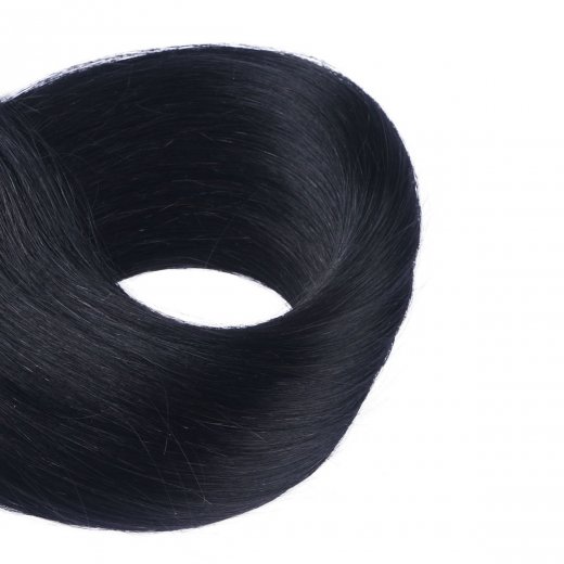 Echthaar Tressen - Weft Extentions - 1 Schwarz 60 cm