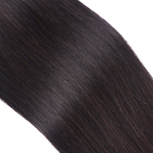Echthaar Tressen - Weft Extentions - 1b Schwarzbraun 40 cm
