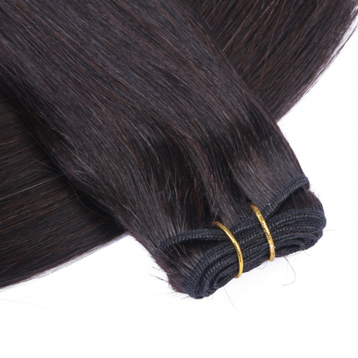Echthaar Tressen - Weft Extentions - 1b Schwarzbraun 40 cm