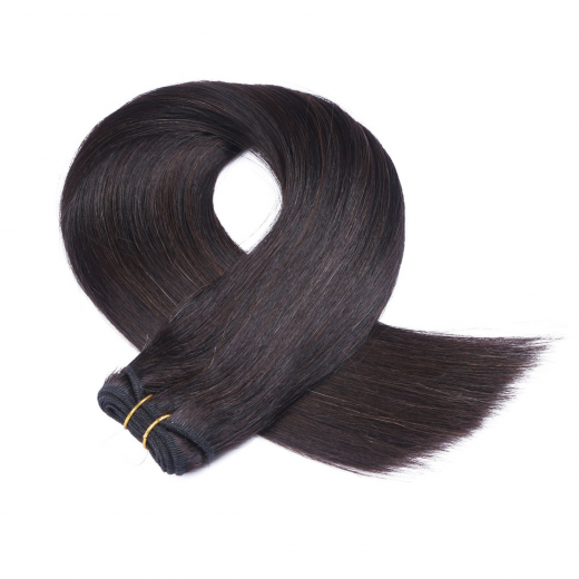 Echthaar Tressen - Weft Extentions - 1b Schwarzbraun 50 cm