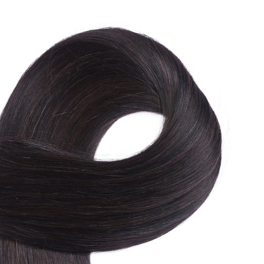 Echthaar Tressen - Weft Extentions - 1b Schwarzbraun 60 cm
