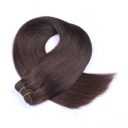 Echthaar Tressen - Weft Extentions - 2 Dunkelbraun 60 cm