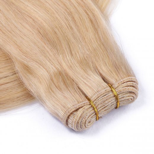 Echthaar Tressen - Weft Extentions - 24 Goldblond 50 cm