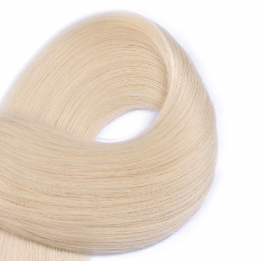 Echthaar Tressen - Weft Extentions - 60 Platin - Weissblond