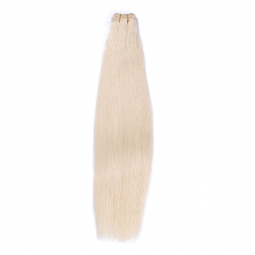Echthaar Tressen - Weft Extentions - 60 Platin - Weissblond