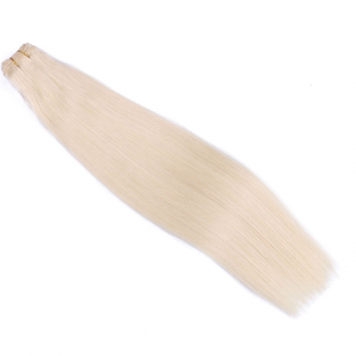 Echthaar Tressen - Weft Extentions - 60 Platin - Weissblond 60 cm