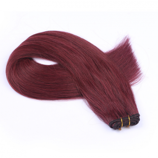 Echthaar Tressen - Weft Extentions - 99 Hellbraun-violett-mahagoni 60 cm