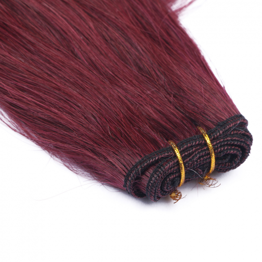 Echthaar Tressen - Weft Extentions - 99 Hellbraun-violett-mahagoni 60 cm