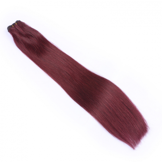 Echthaar Tressen - Weft Extentions - 99 Hellbraun-violett-mahagoni 60 cm
