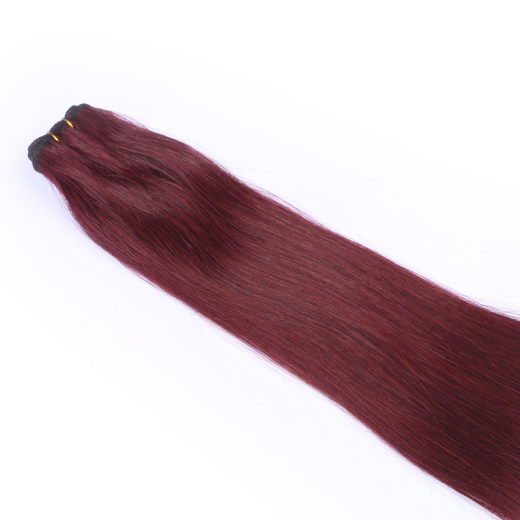 Echthaar Tressen - Weft Extentions - 99 Hellbraun-violett-mahagoni 60 cm