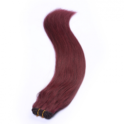 Echthaar Tressen - Weft Extentions - 99 Hellbraun-violett-mahagoni 60 cm