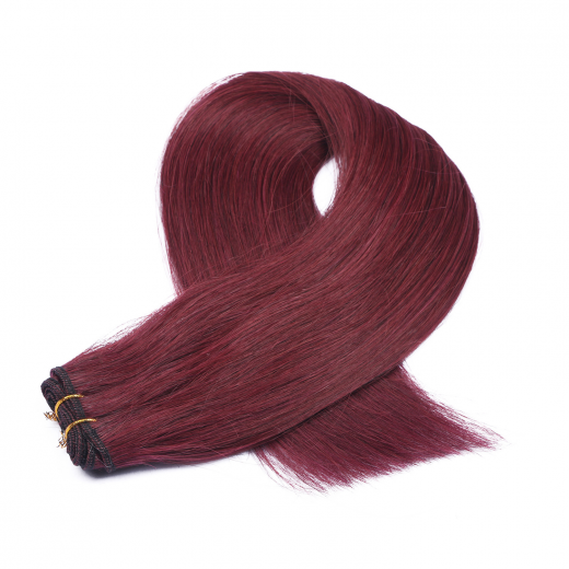 Echthaar Tressen - Weft Extentions - 99 Hellbraun-violett-mahagoni 60 cm