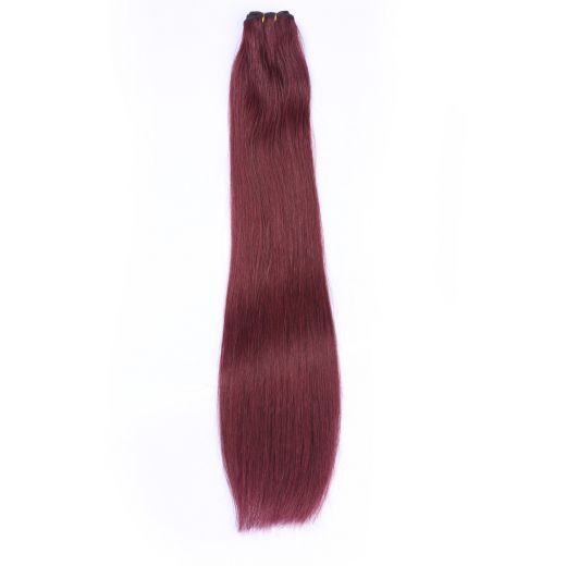 Echthaar Tressen - Weft Extentions - 99 Hellbraun-violett-mahagoni 60 cm