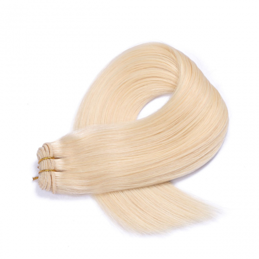 Echthaar Tressen - Weft Extentions - 613 Helllichtblond 60 cm