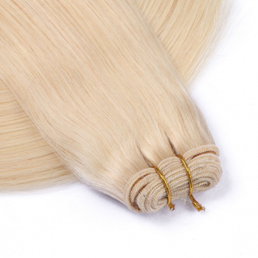 Echthaar Tressen - Weft Extentions - 613 Helllichtblond 60 cm