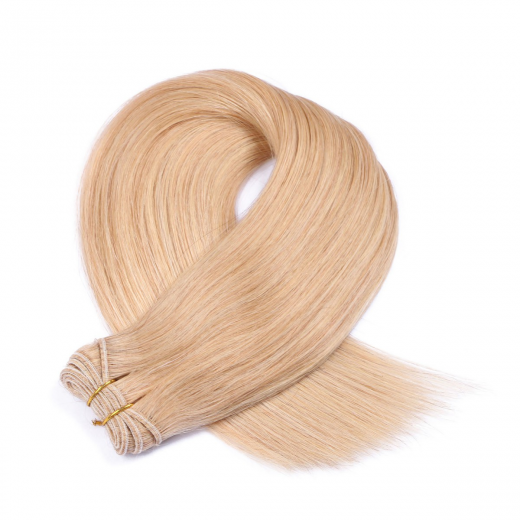 Echthaar Tressen - Weft Extentions - 18 Naturaschblond 40 cm