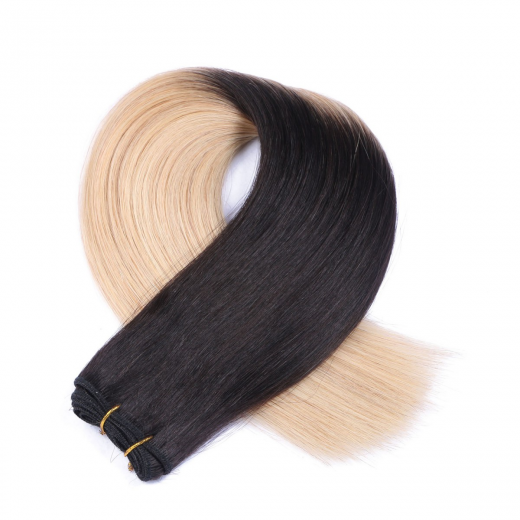 Echthaar Tressen - Weft Extentions - 1b/24 Ombre 50 cm