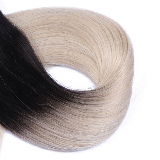 Echthaar Tressen - Weft Extentions - 1b/Grey Ombre 50 cm