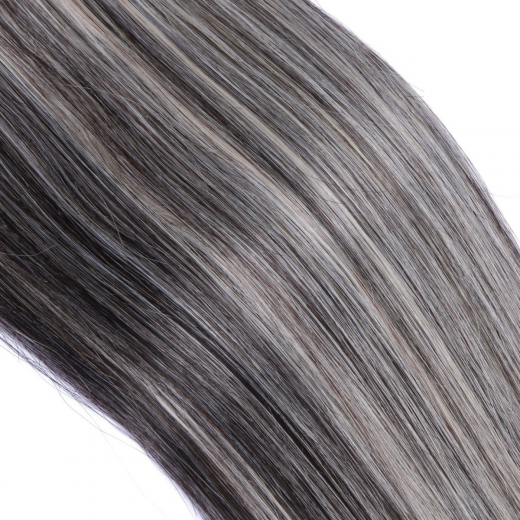 Echthaar Tressen - Weft Extentions - 1b/Grey Gestr�hnt 50 cm